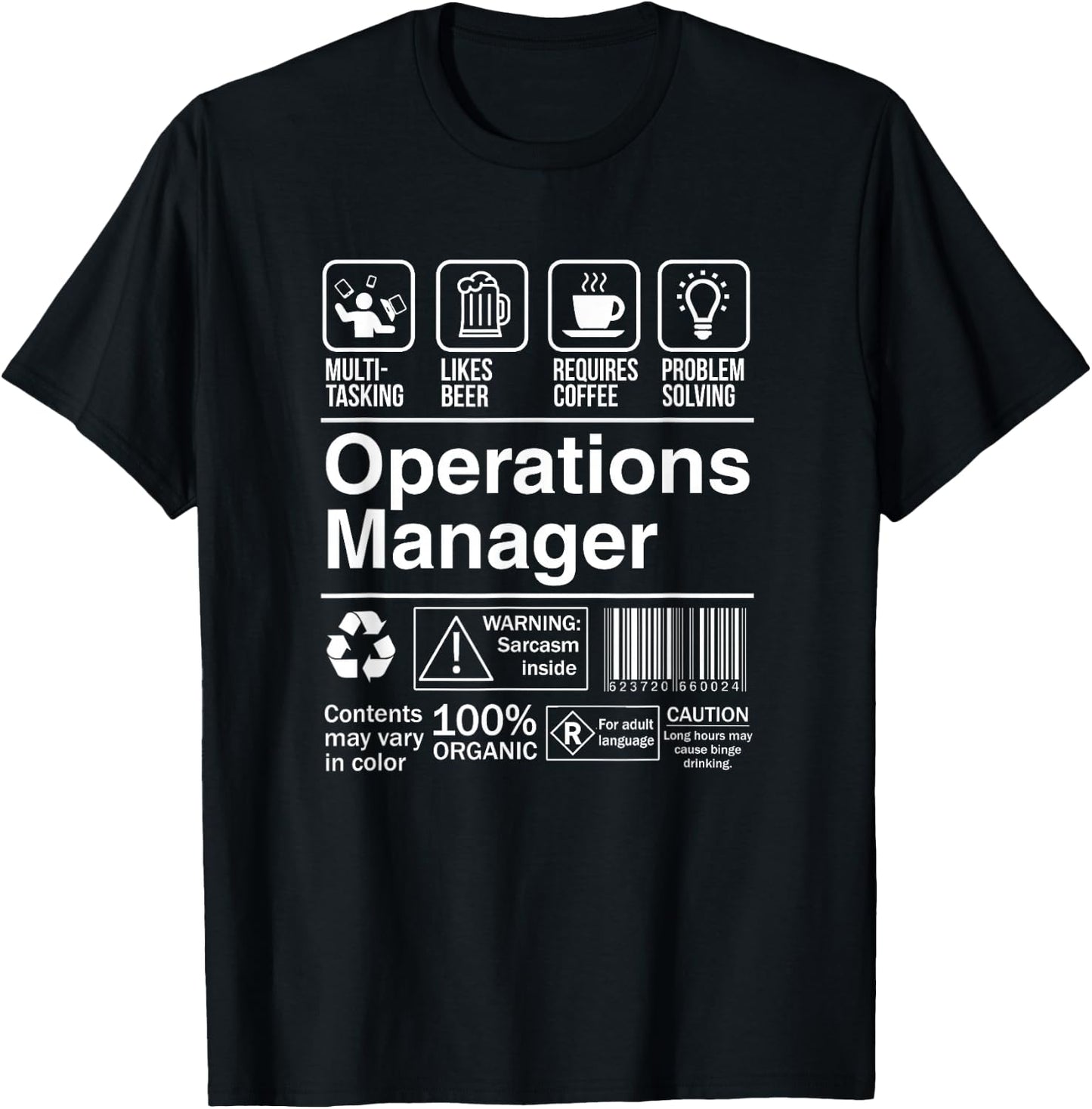 Operations Manager Product Label Funny Gift T-Shirt - T-Shirt | Black