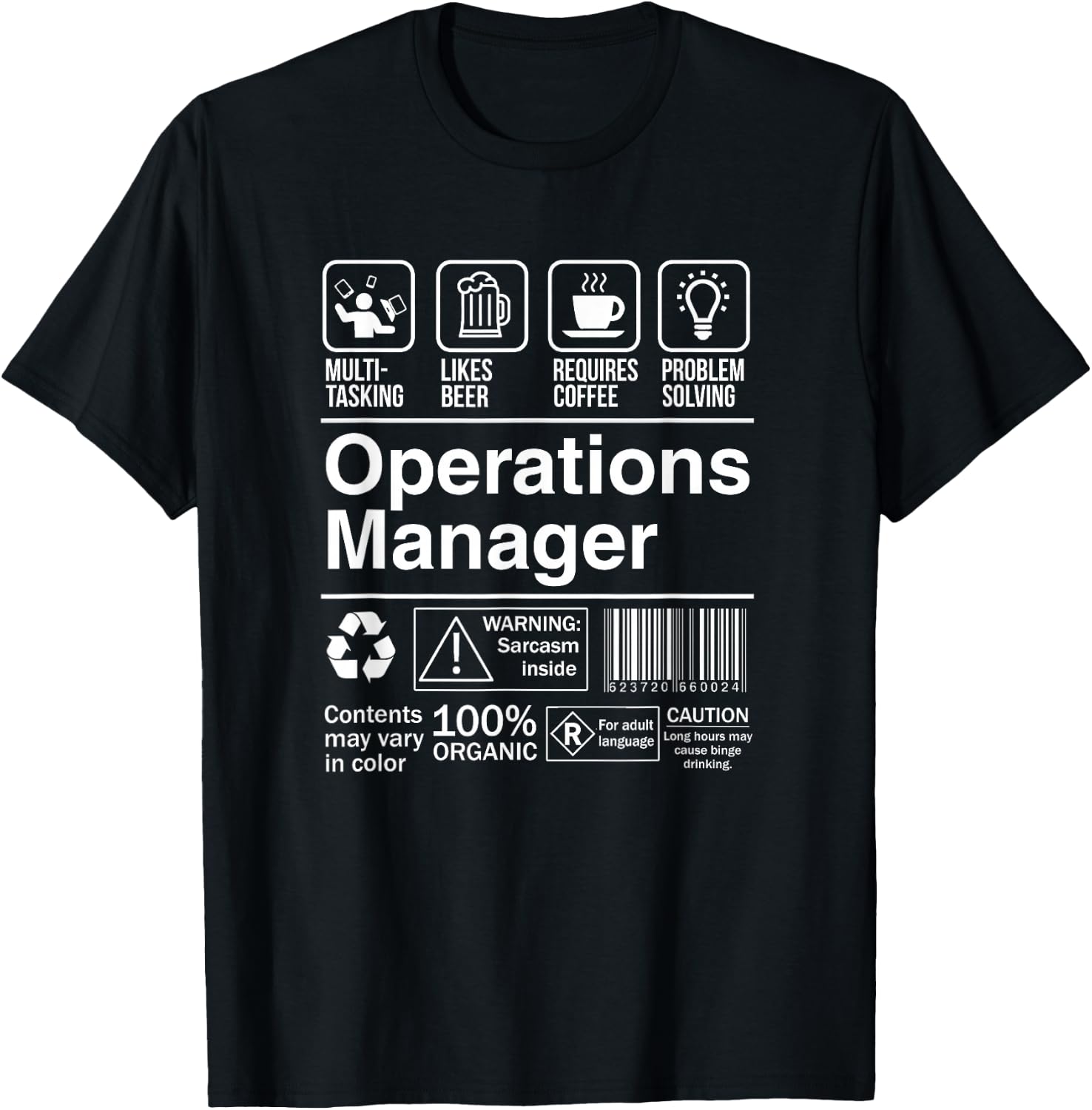 Operations Manager Product Label Funny Gift T-Shirt - T-Shirt | Black