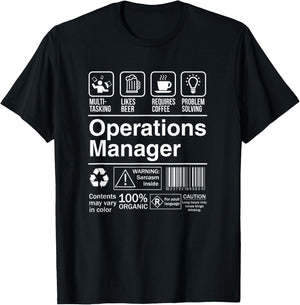 Operations Manager Product Label Funny Gift T-Shirt - T-Shirt | Black