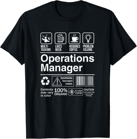 Operations Manager Product Label Funny Gift T-Shirt - T-Shirt | Black