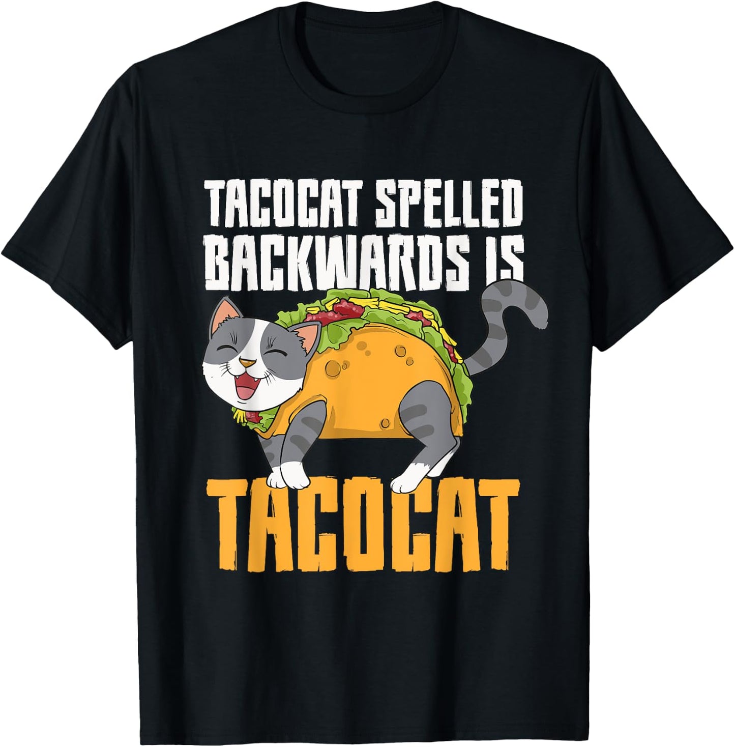 Tacocat Palindrome Taco Cat Lover Mexican Food Linguist Men Women Girls Kids T-Shirt - T-Shirt | Black