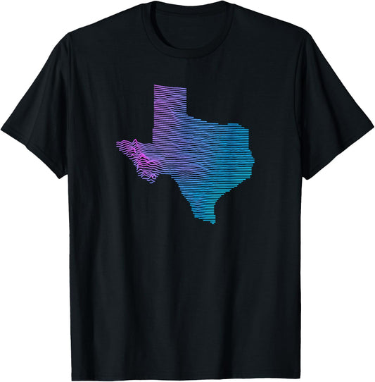 Texas Division - Elevation Map of Texas Topography T-Shirt - T-Shirt | Black