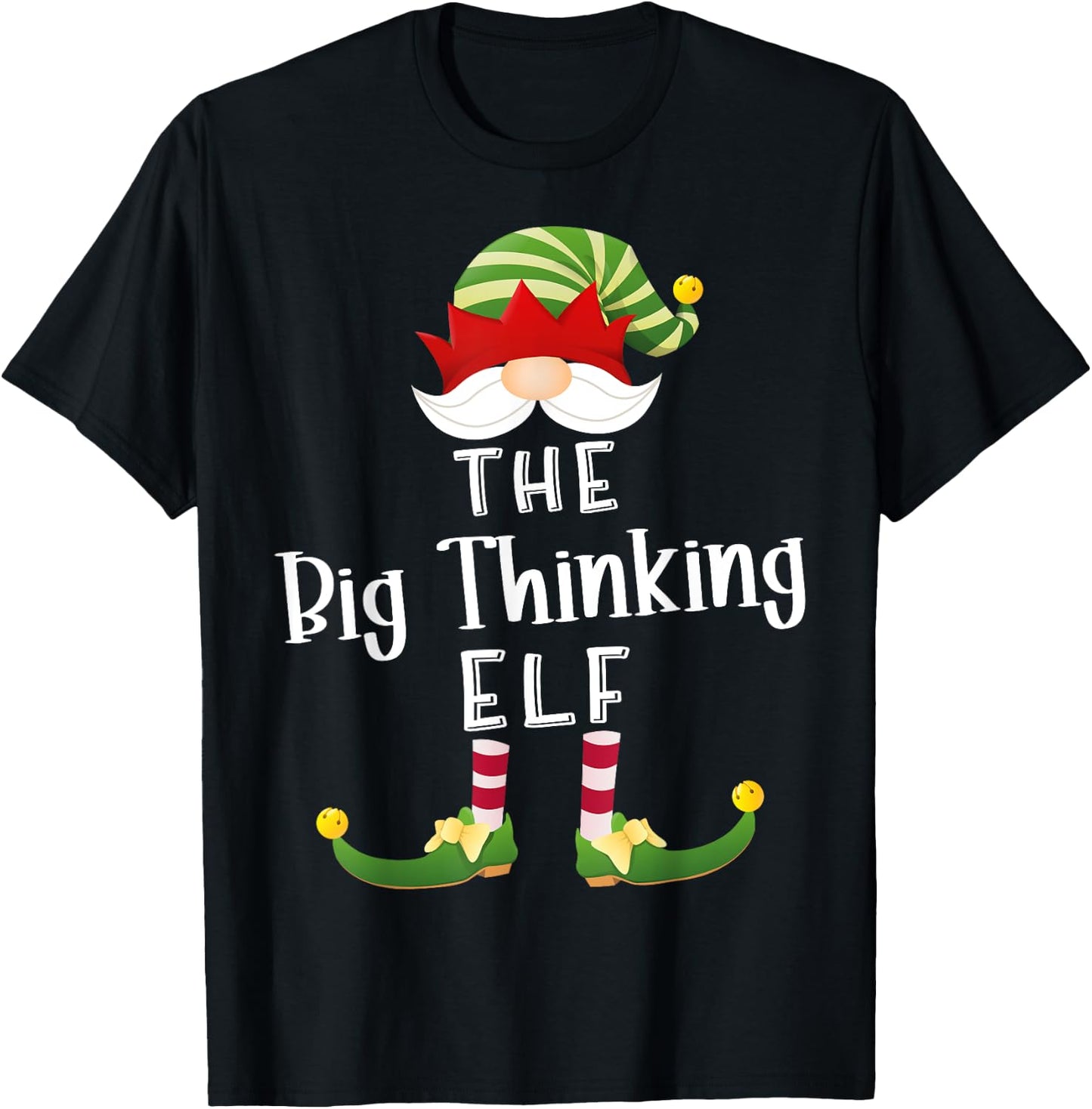 Big Thinking Elf Group Christmas Funny Pajama Party T-Shirt - T-Shirt | Black