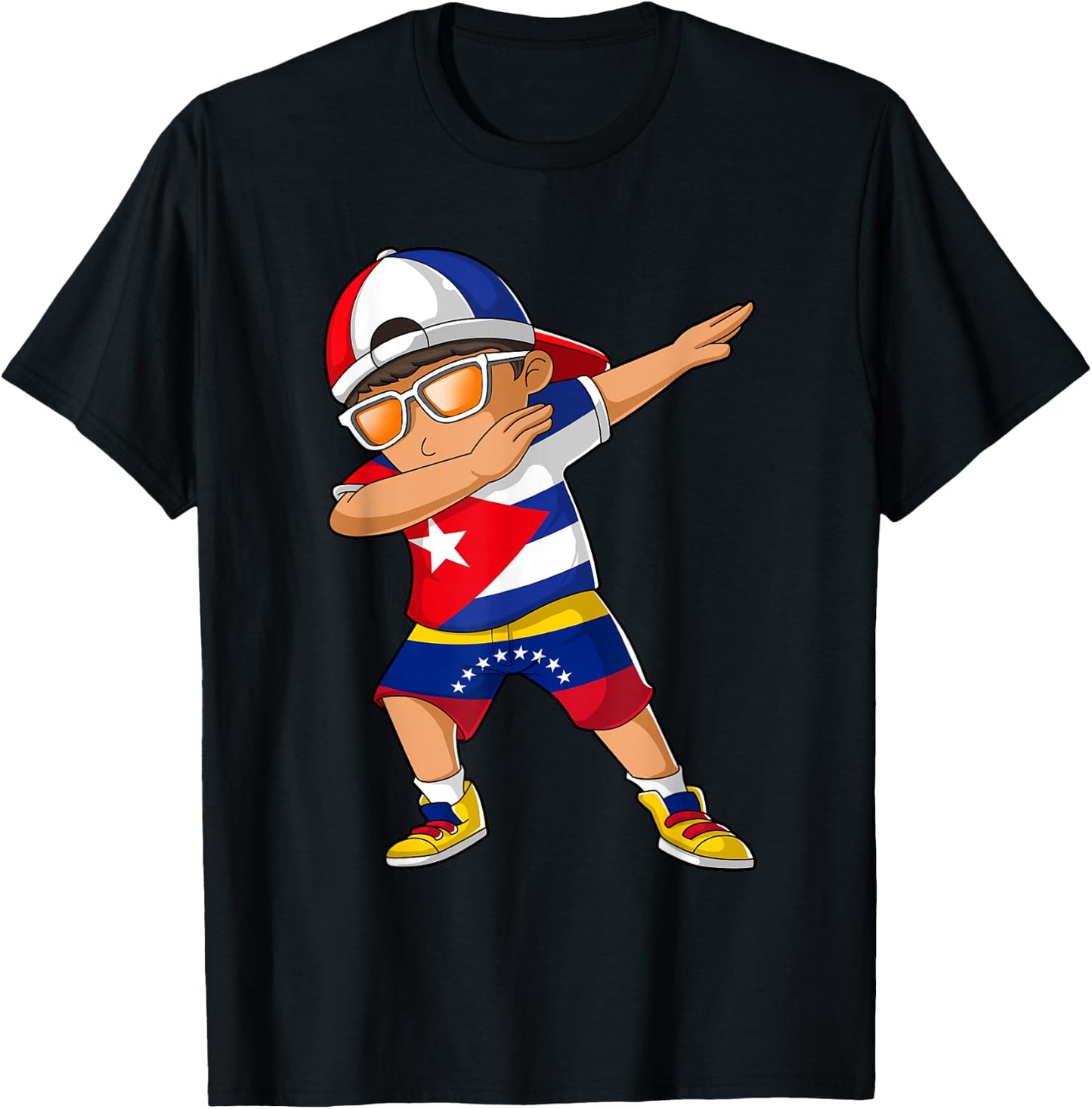 Half Cuban Half Venezuelan Boy Kid Cuba Venezuela Flag T-Shirt - T-Shirt | Black