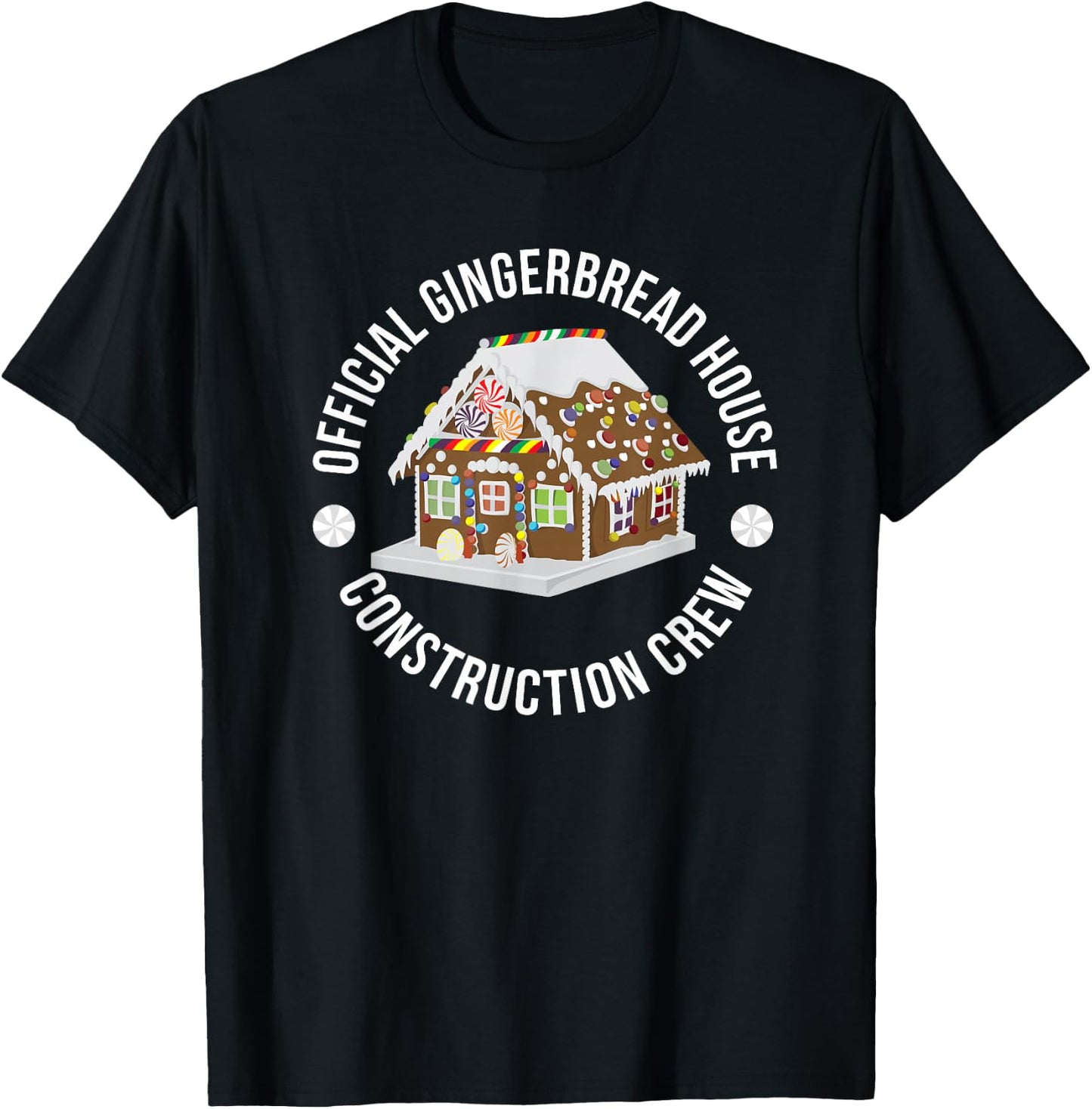 Funny Official Gingerbread House Construction Crew Christmas T-Shirt - T-Shirt | Black