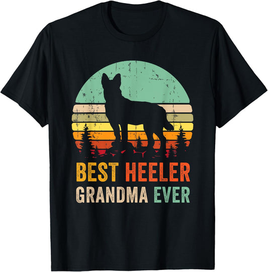 Best Grandma Ever Gift Red Blue Heeler Australian Cattle Dog Women T-Shirt - T-Shirt | Black