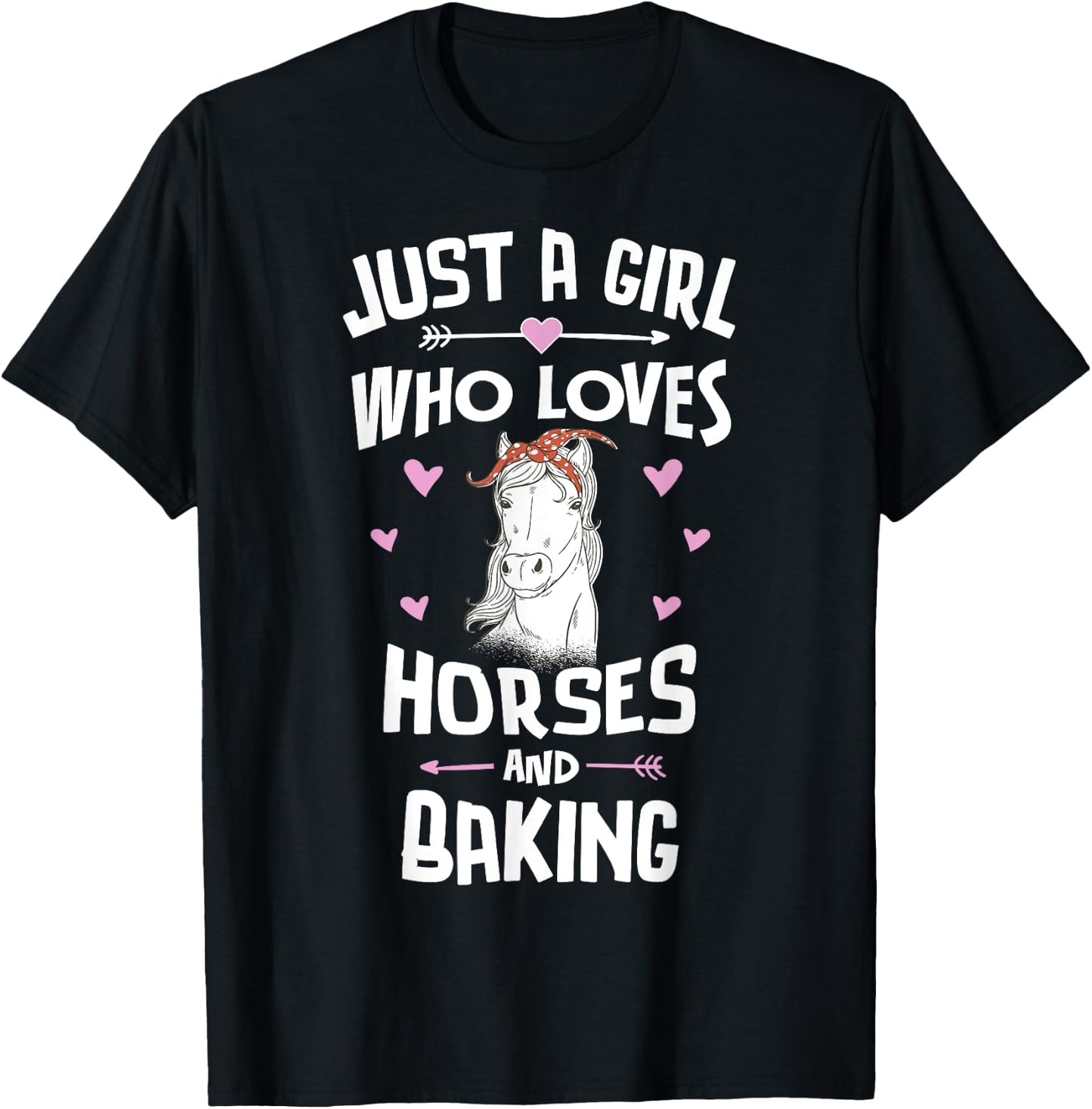 Horses And Baking Gifts for Girls Women T-Shirt - T-Shirt | Black