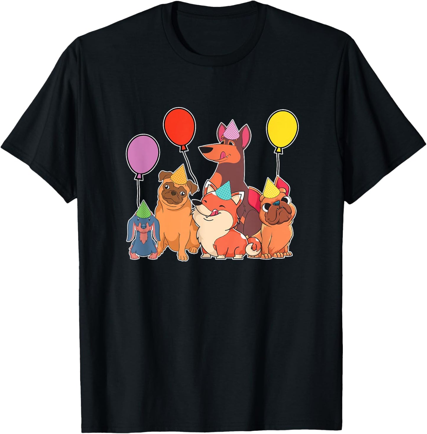 Kids Birthday Party Cute Pet Animals Dog Owner Dogs T-Shirt - T-Shirt | Black