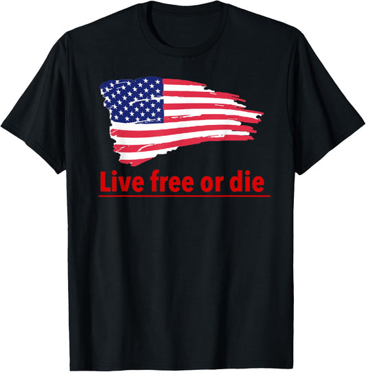 Live free or die standard U.S Flag Patriotic Military Army Men T-Shirt - T-Shirt | Black