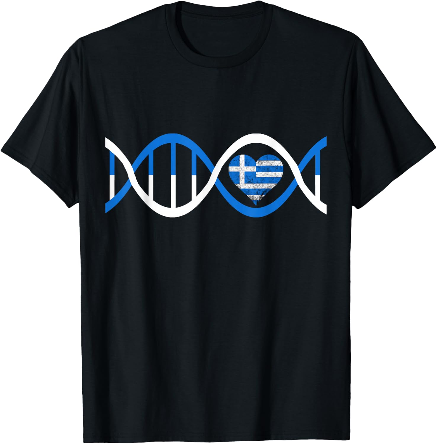 Greece Heart Greek DNA Strand Greek Genetics T-Shirt - T-Shirt | Black