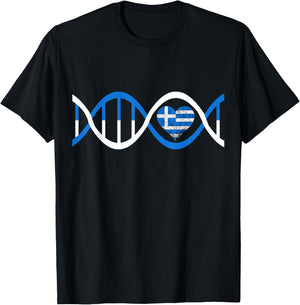 Greece Heart Greek DNA Strand Greek Genetics T-Shirt - T-Shirt | Black