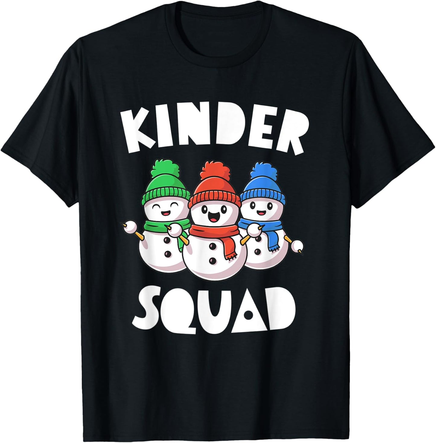 Kinder Squad Kindergarten Christmas Shirt Teacher Snowmies T-Shirt - T-Shirt | Black