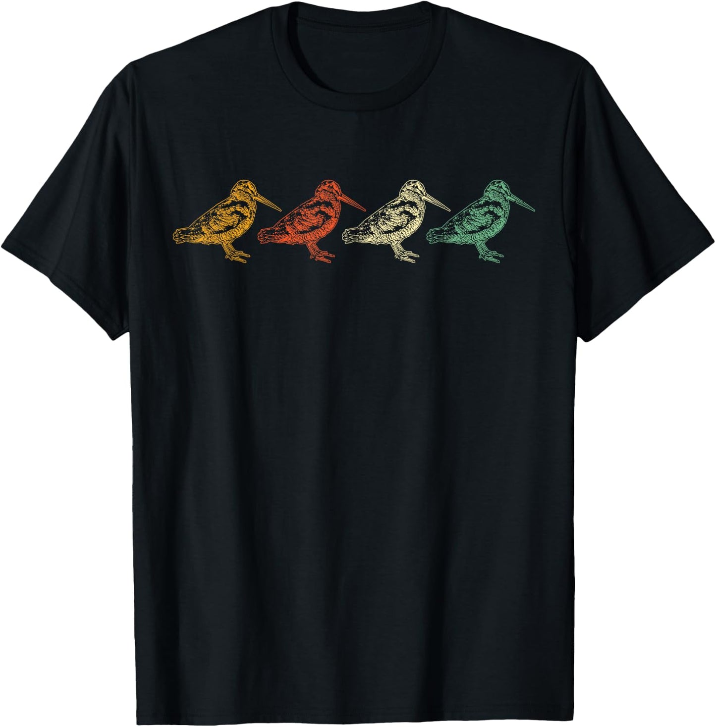 American Woodcock Bird Retro Vintage Unique Birding Gift T-Shirt - T-Shirt | Black