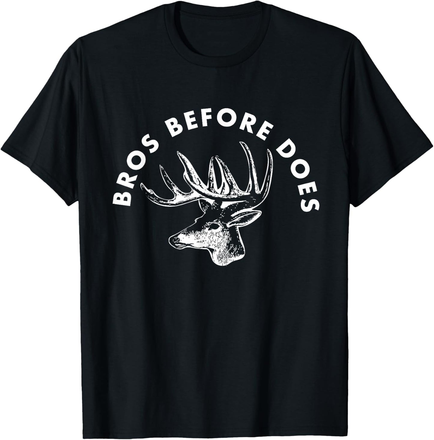 Funny Bachelor Party Hunting Trip Bros Before Does For Groom T-Shirt - T-Shirt | Black