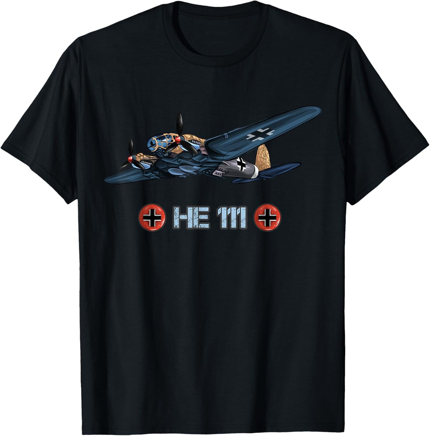 World War 2 German Bomber Heinkel HE 111 memorabilia T-Shirt - T-Shirt | Black