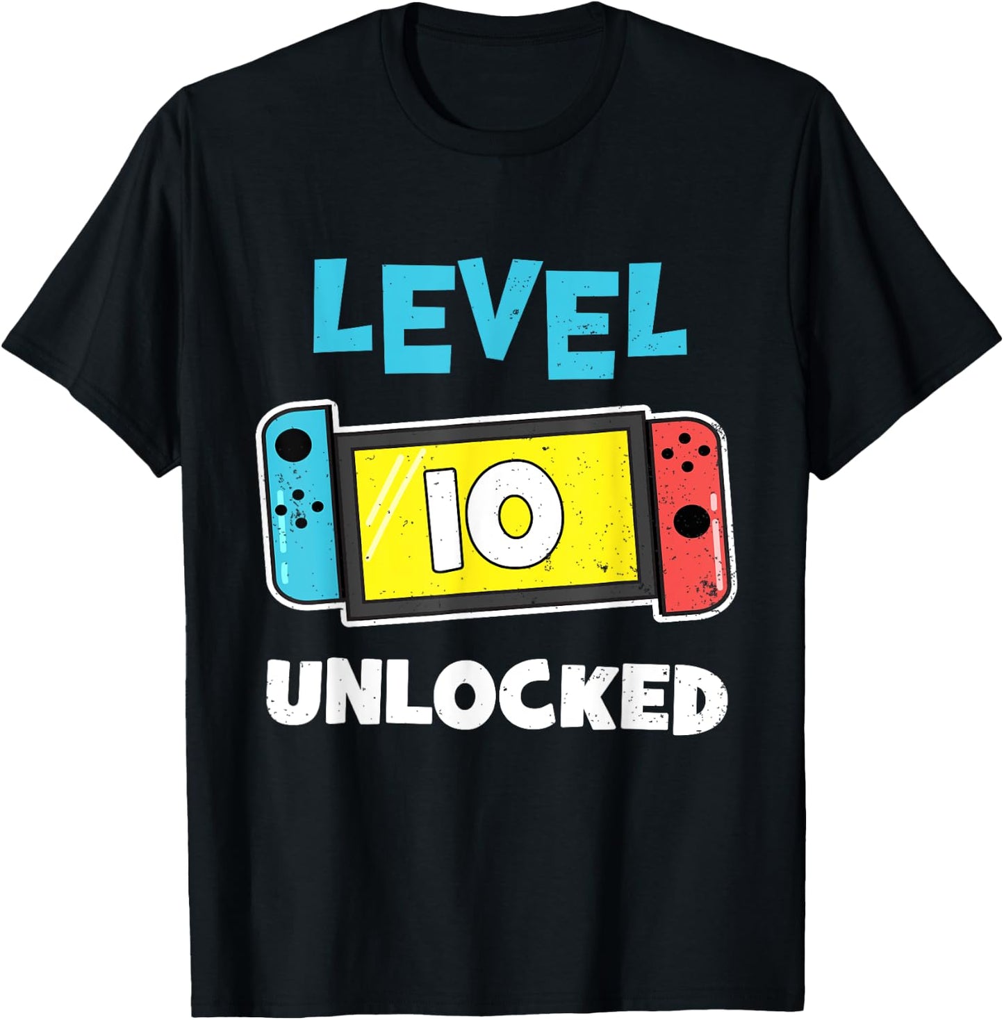 Level 10 Unlocked Gamer 10th Birthday Gift Video Game Lovers T-Shirt - T-Shirt | Black