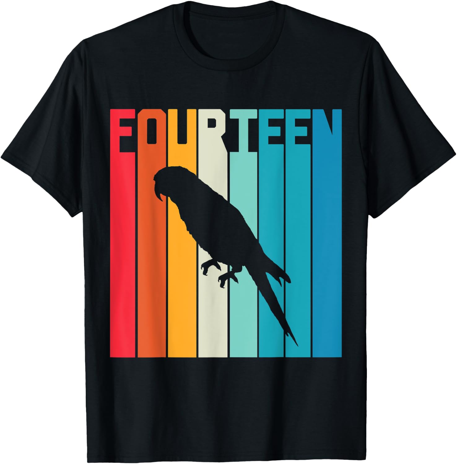 14 Year Old Budgie Parakeet Lover Birthday Cute 14th B-Day T-Shirt - T-Shirt | Black