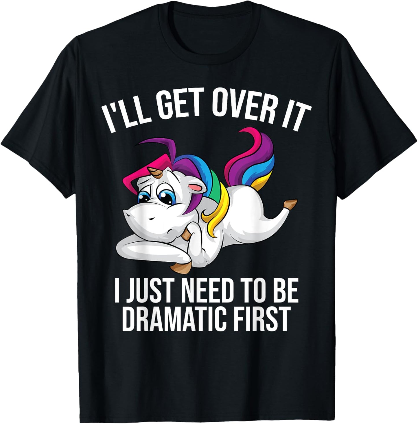 Funny Unicorn Lover Gift | Cute Drama Queen Girls Kids Women T-Shirt - T-Shirt | Black