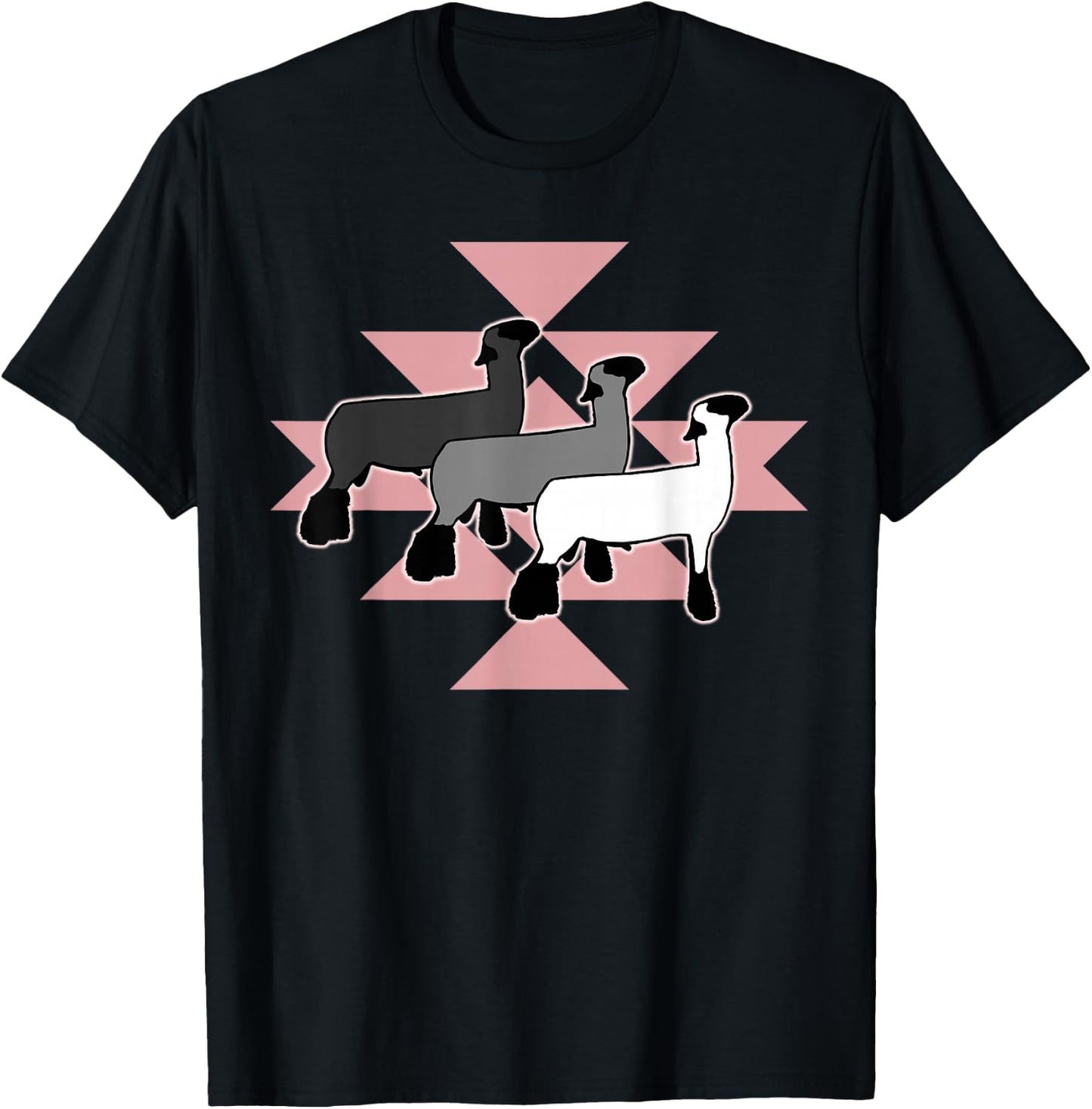 Show Club Lamb with Western Aztec-Inspired Geometric Pattern T-Shirt - T-Shirt | Black