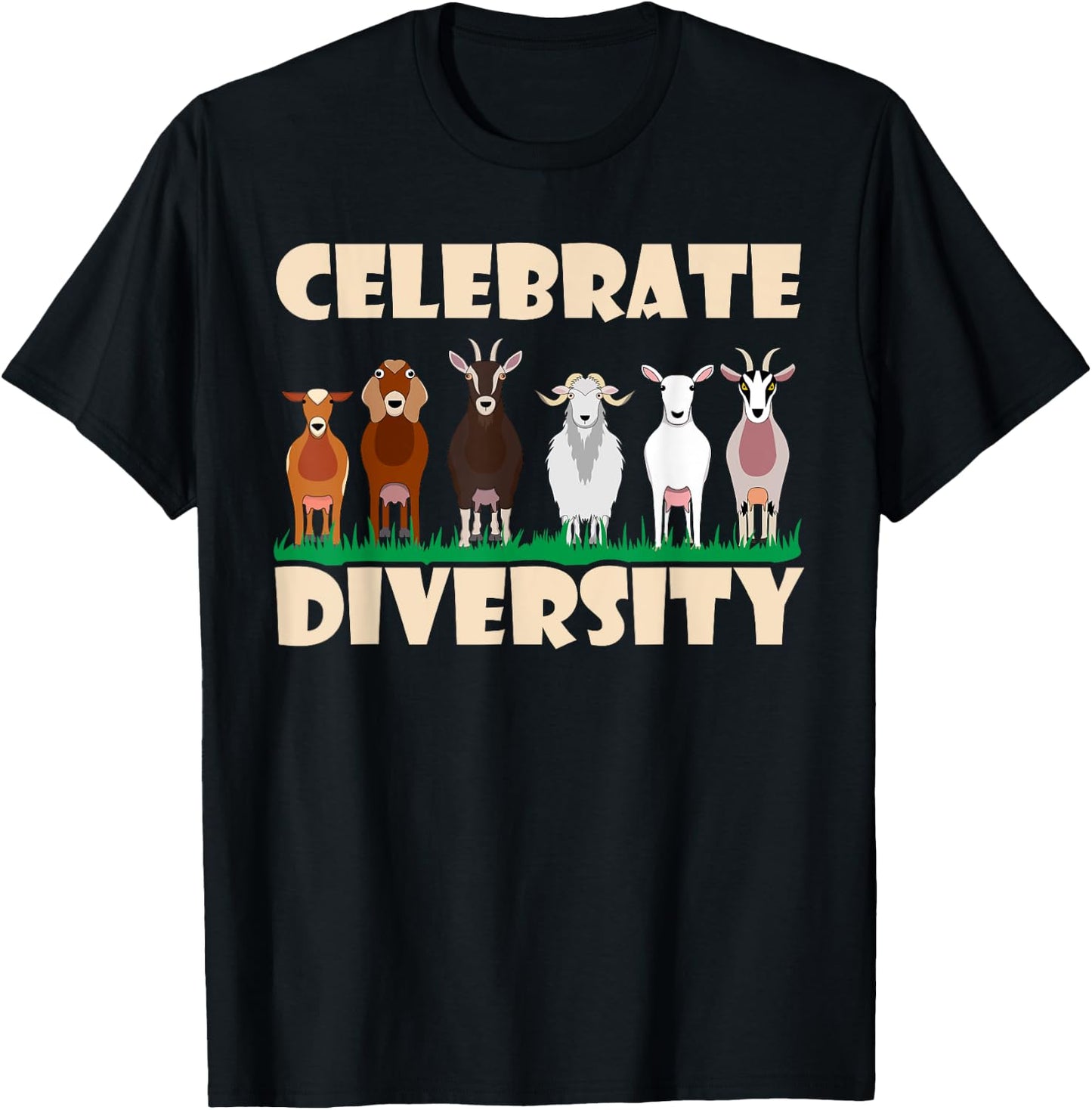 Funny Goat Gift Women Cool Celebrate Diversity Goat T-Shirt - T-Shirt | Black