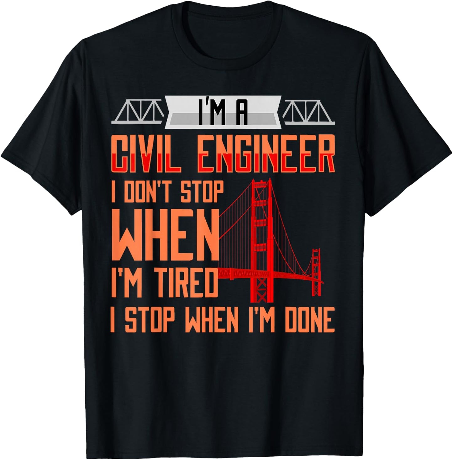 Civil Engineer Funny Bridge Engineering T-Shirt - T-Shirt | Black