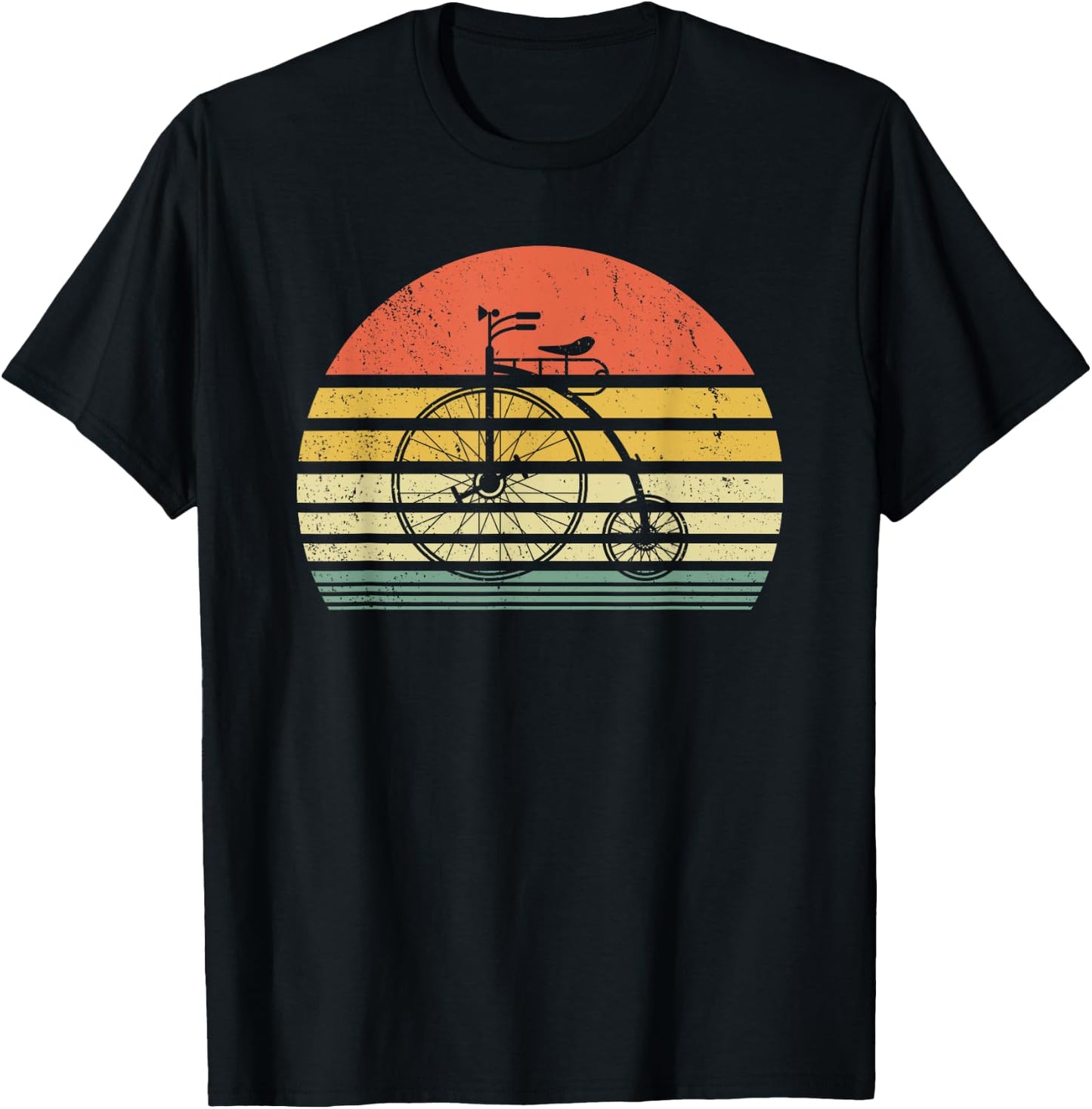 Vintage Penny Farthing Bike - High Wheel Bicycle - Cycling T-Shirt - T-Shirt | Black