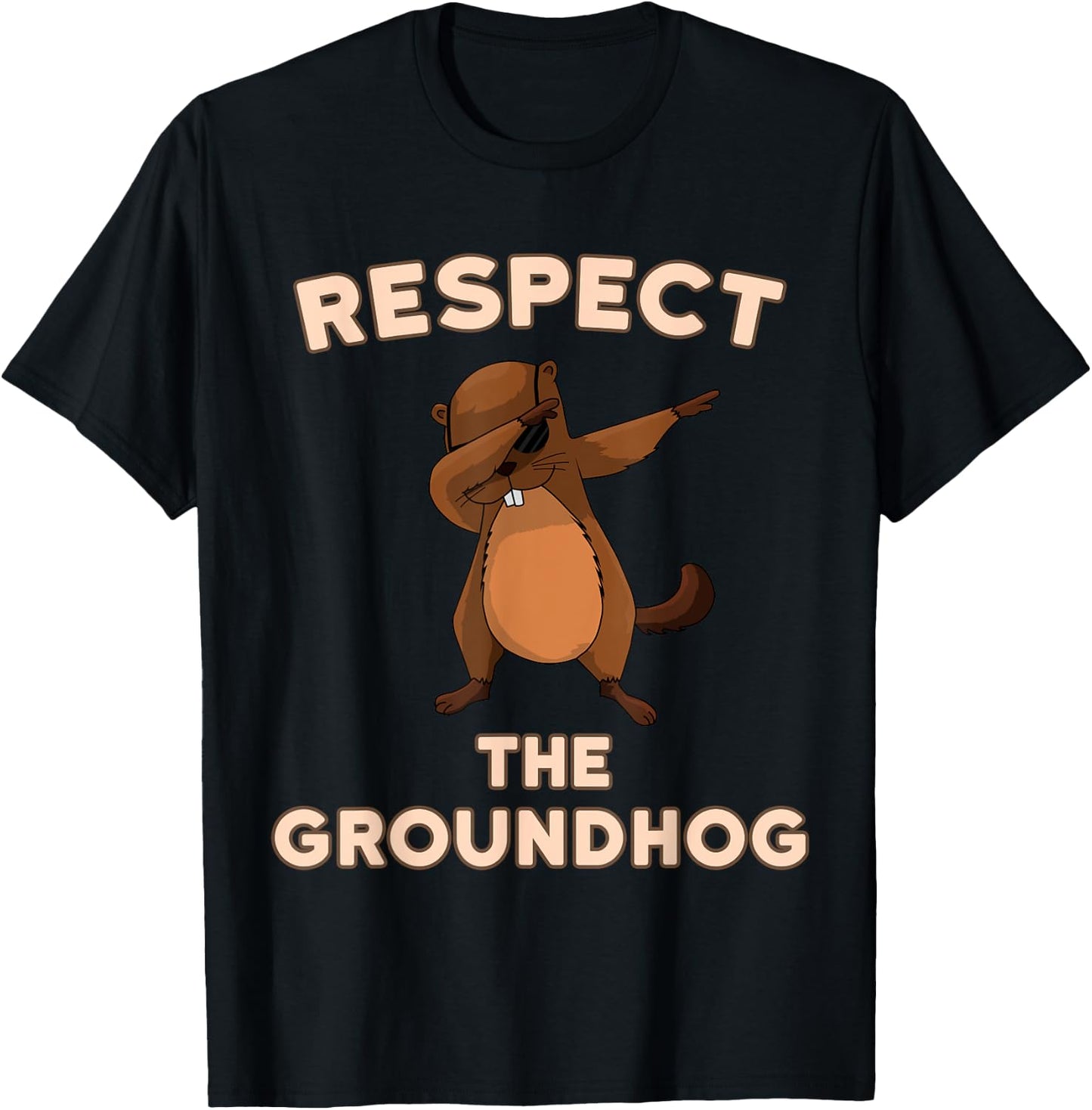 Dabbing Groundhog Day Respect the Groundhog Funny T-Shirt - T-Shirt | Black