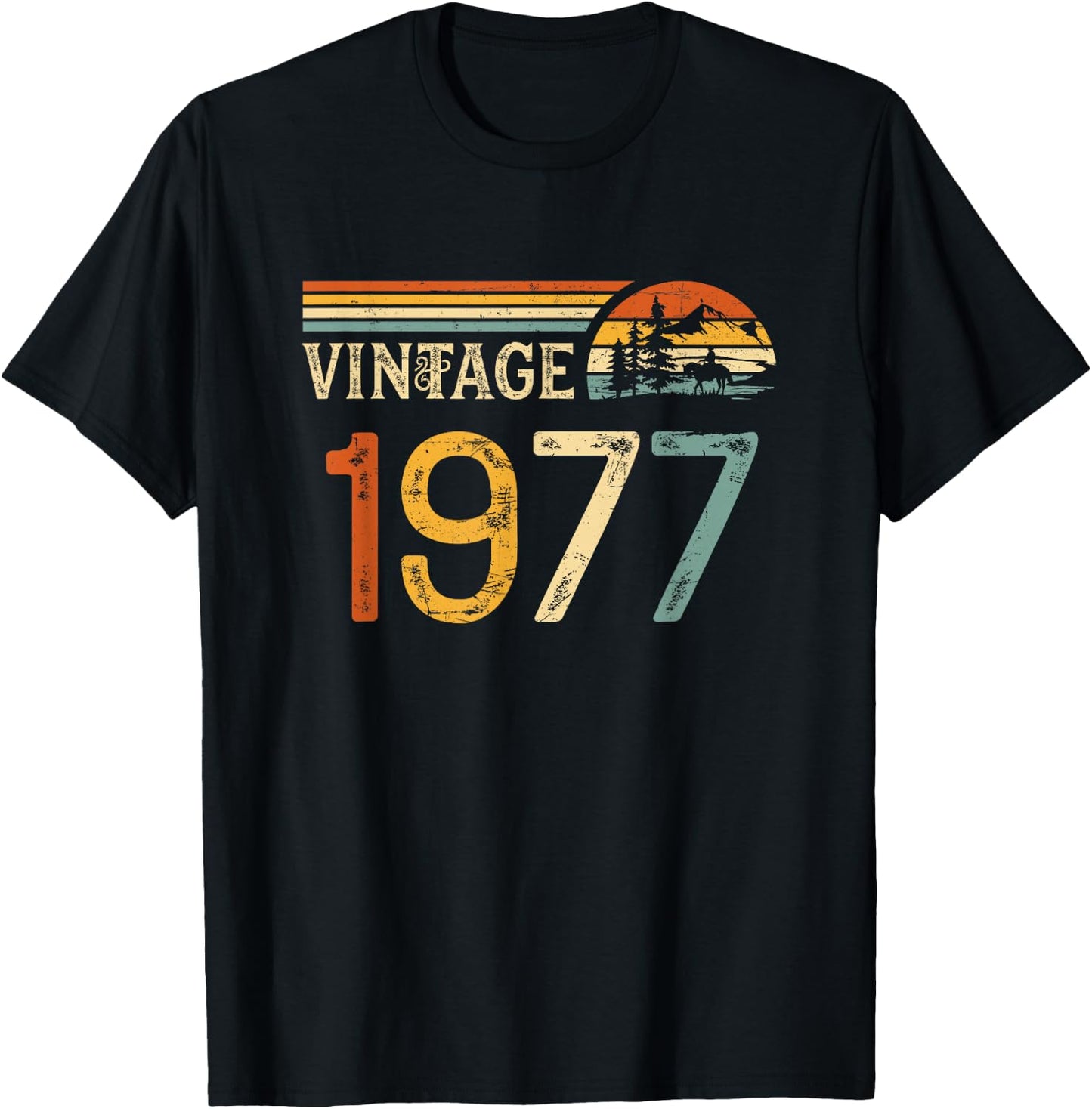 Vintage Made in 1977 - 48th Birthday 48 years old Men Women T-Shirt - T-Shirt | Black