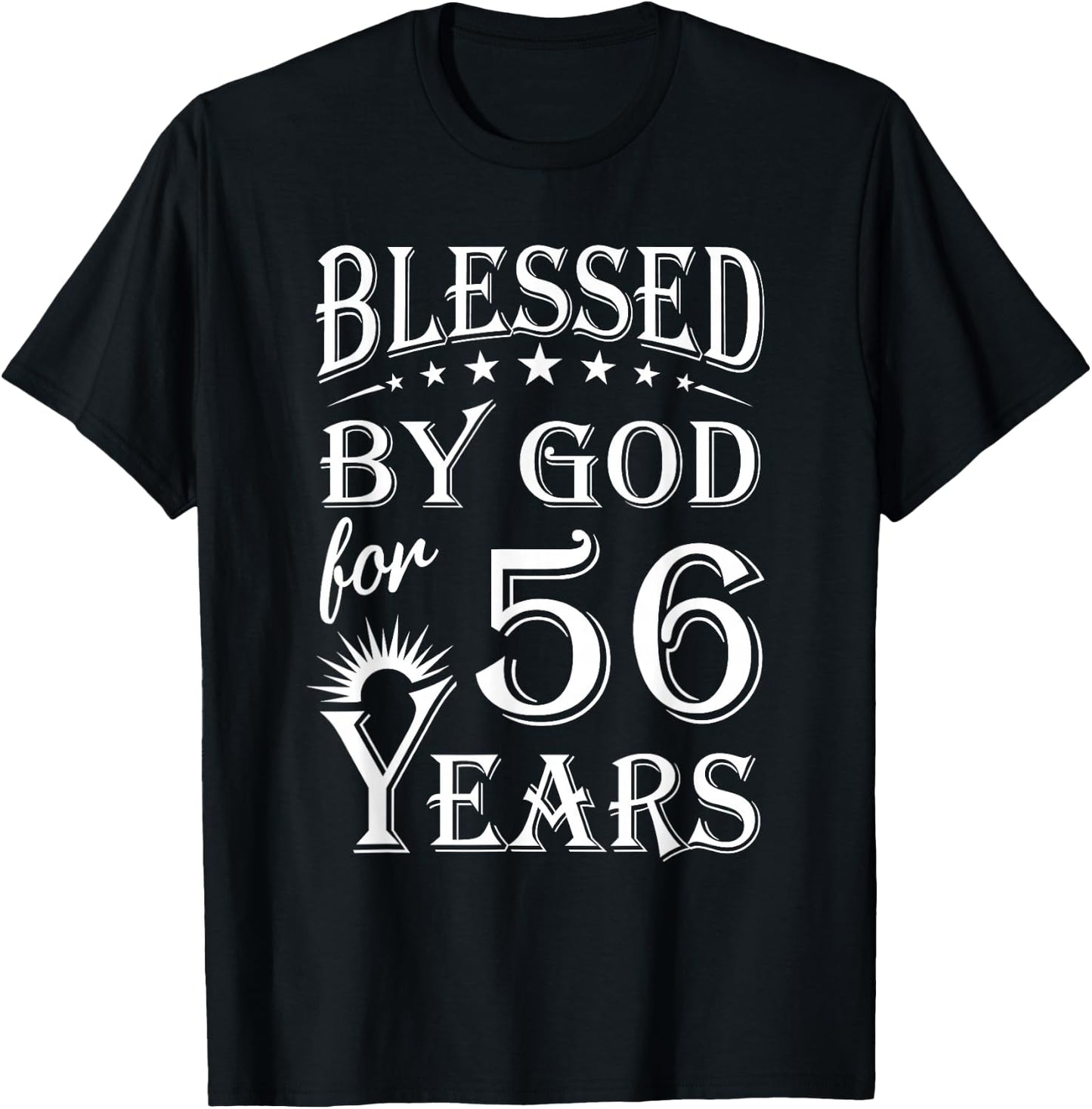Vintage Blessed by God for 56 years Happy 56th Birthday T-Shirt - T-Shirt | Black