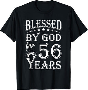 Vintage Blessed by God for 56 years Happy 56th Birthday T-Shirt - T-Shirt | Black