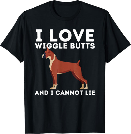 I Love Wiggle Butts And I Cannot Lie German Boxer Dog Owner T-Shirt - T-Shirt | Black
