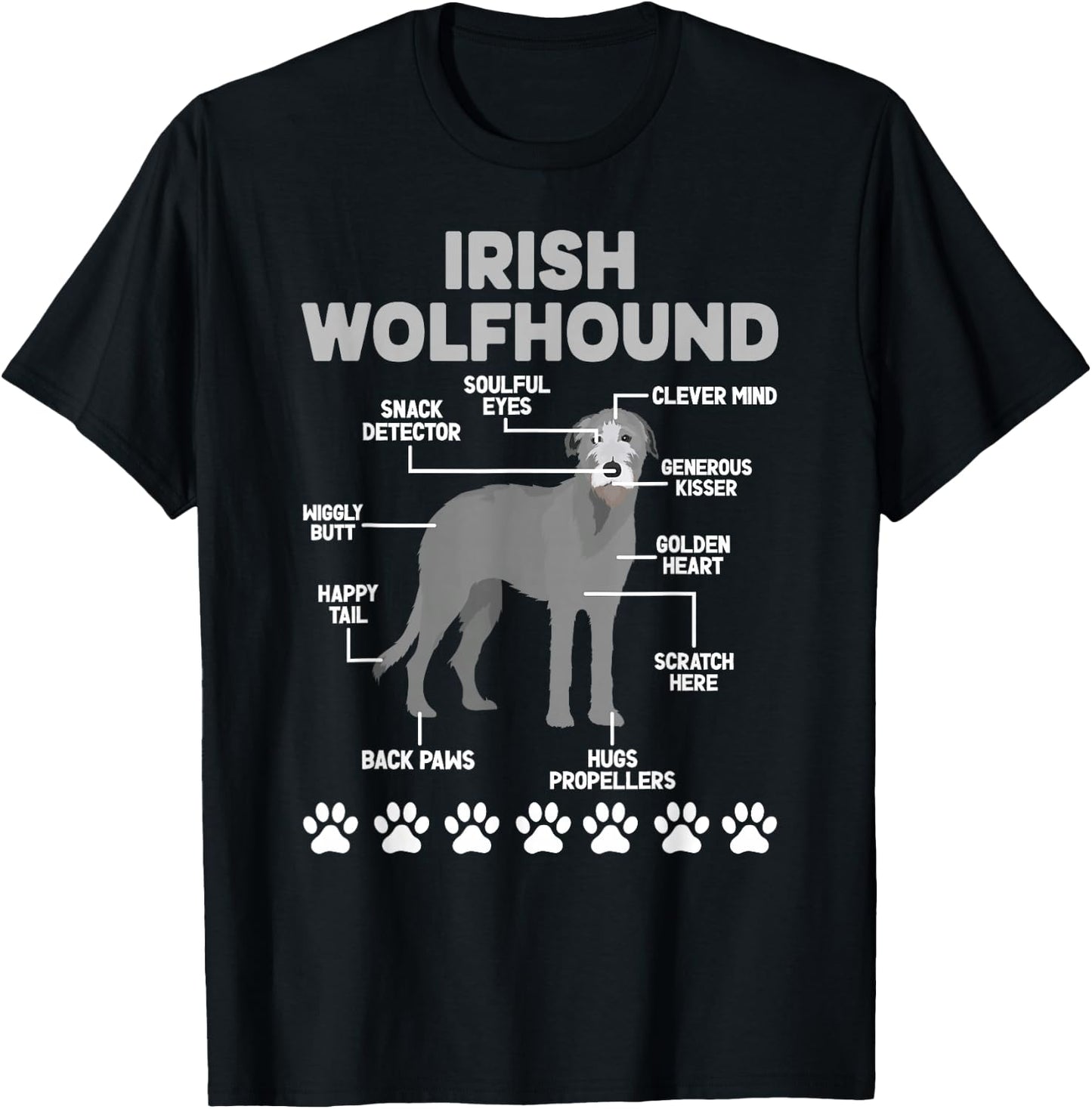 Anatomy Of Irish Wolfhound Lover Irish Wolfhound Owner T-Shirt - T-Shirt | Black