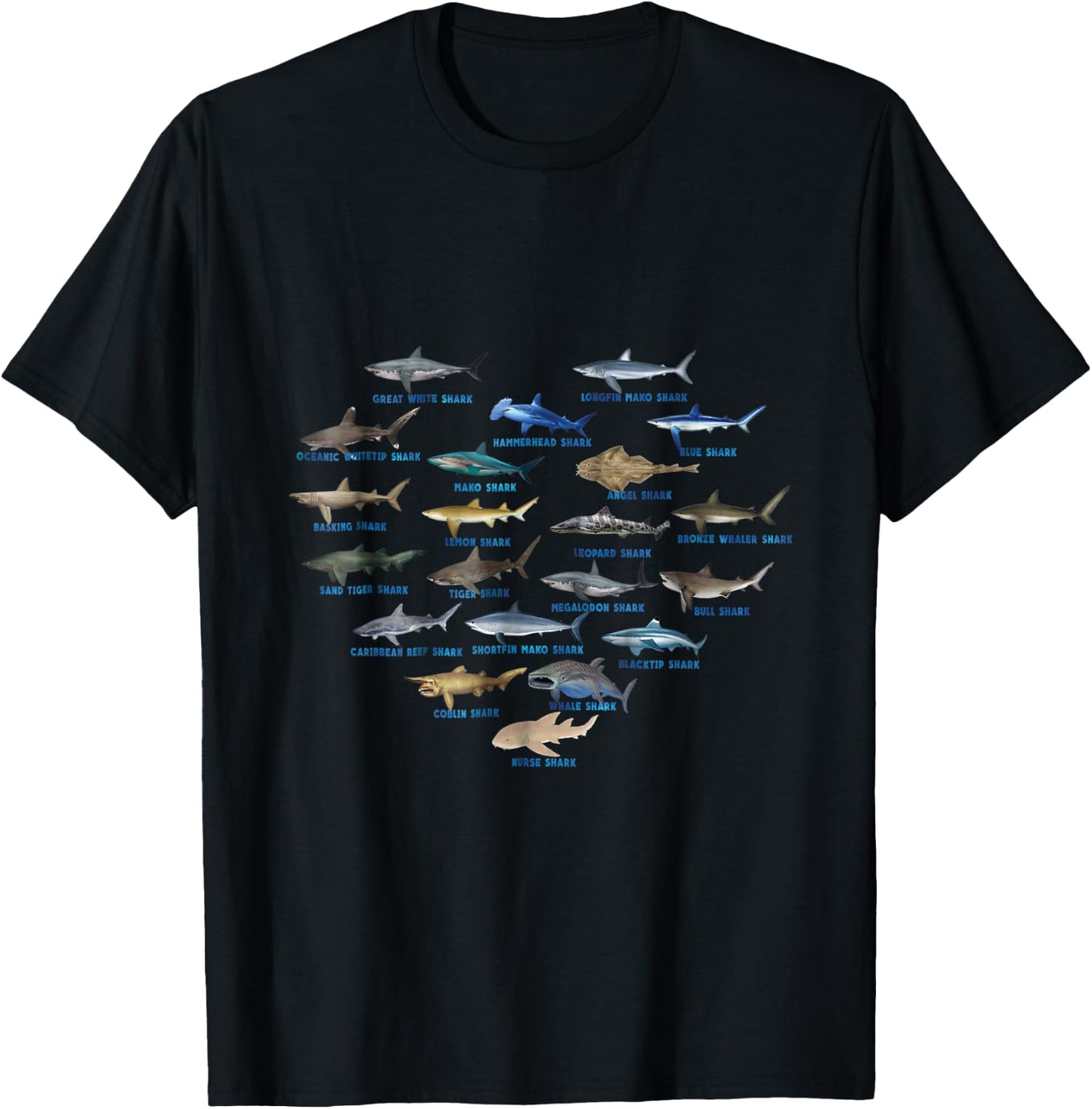 Sharks heart Ocean Animal Shark Lovers men kids T-Shirt - T-Shirt | Black