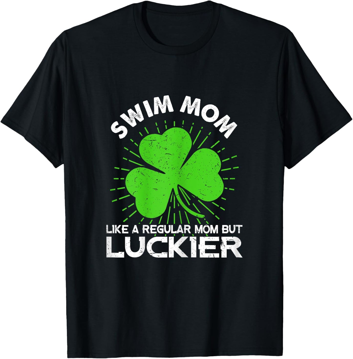 Funny Swim Mom St Patrick's Day Lucky Irish Mama Gift T-Shirt - T-Shirt | Black