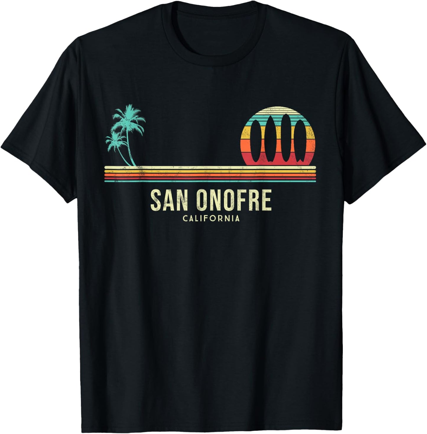 California Surf San Onofre Vintage Surf Board Surfer T-Shirt - T-Shirt | Black