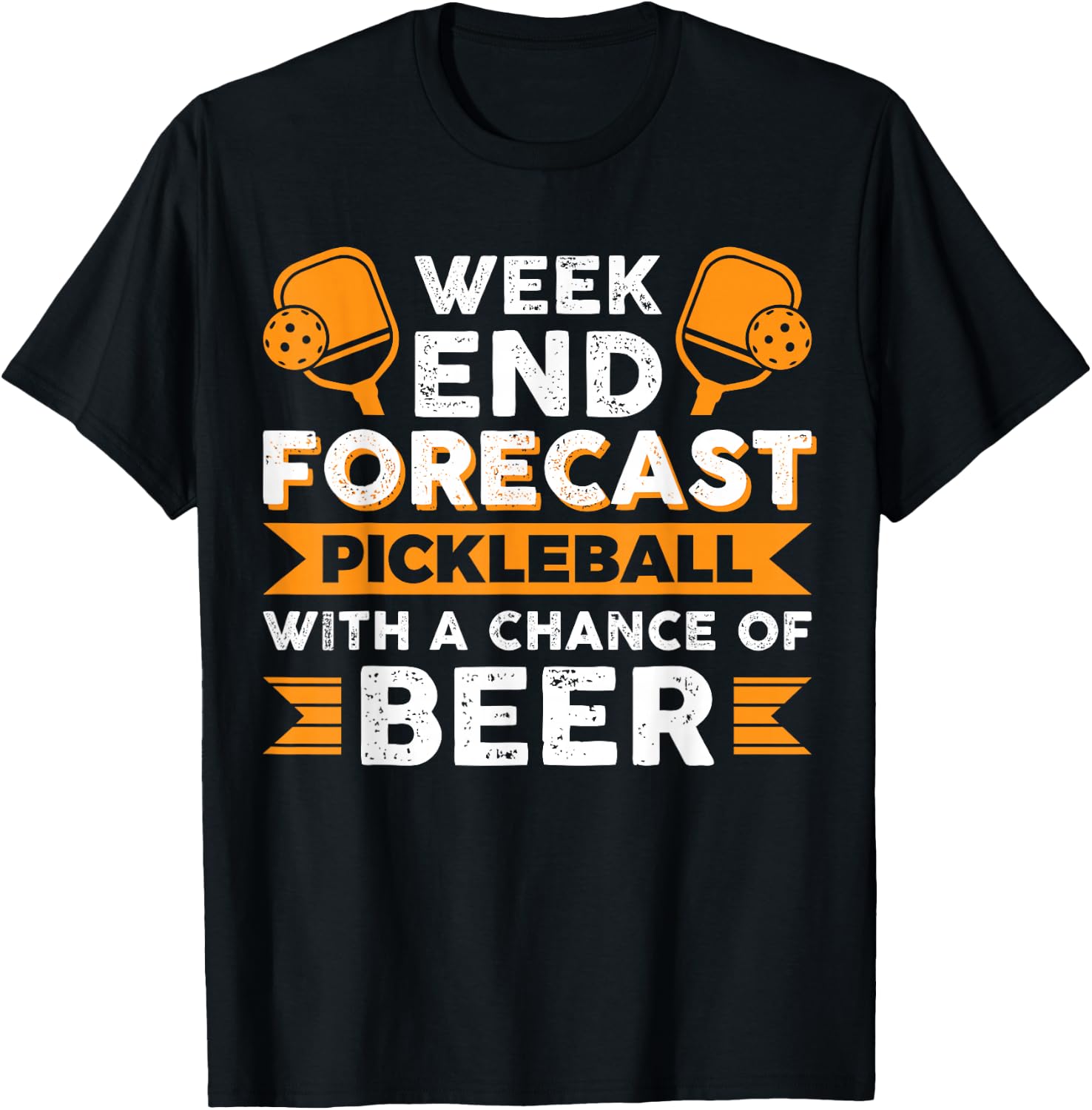 Weekend Forecast Pickleball with a chance of Beer T-Shirt - T-Shirt | Black