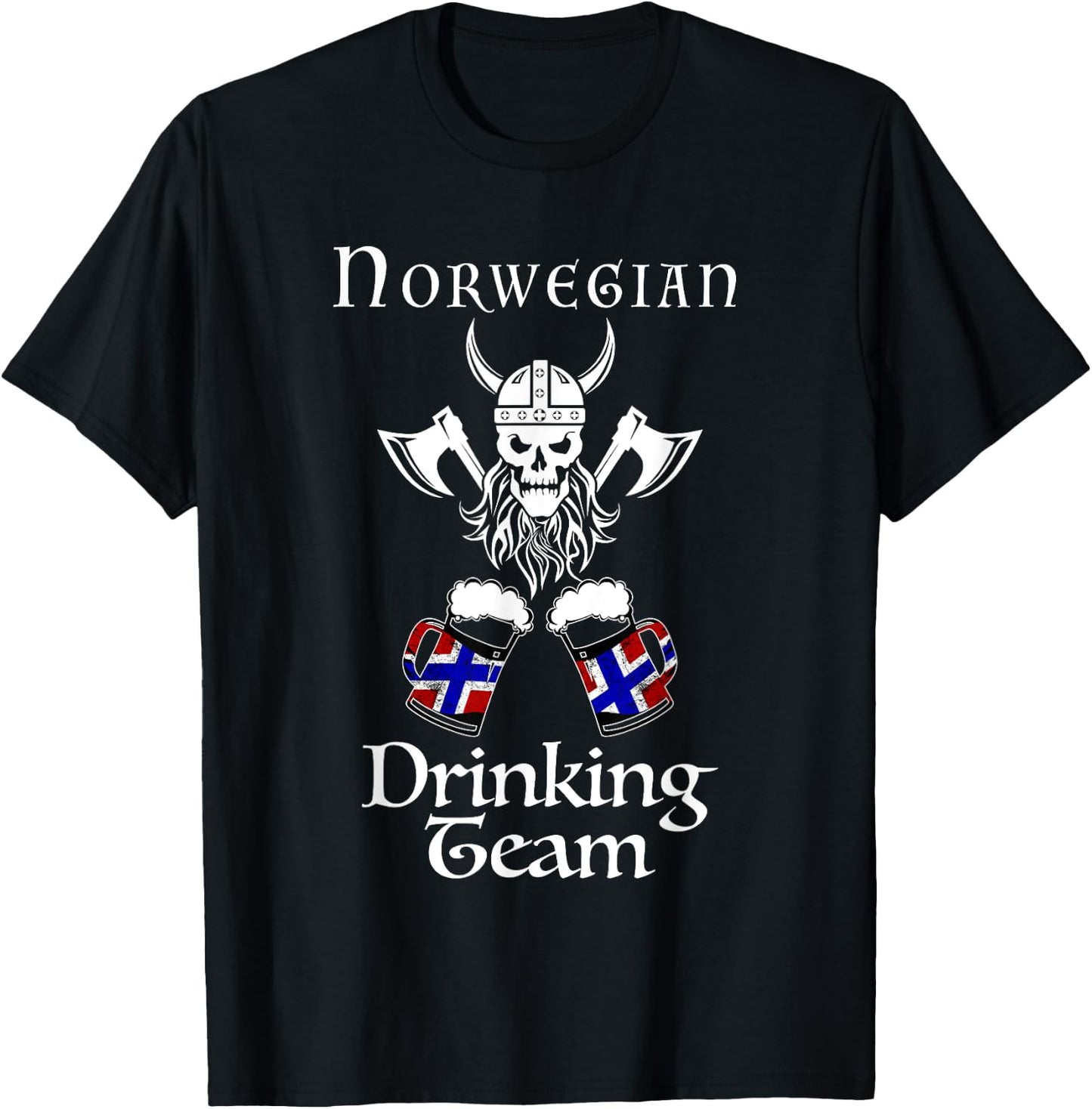 Norwegian drinking team Norge vikings and beer Norway T-Shirt - T-Shirt | Black
