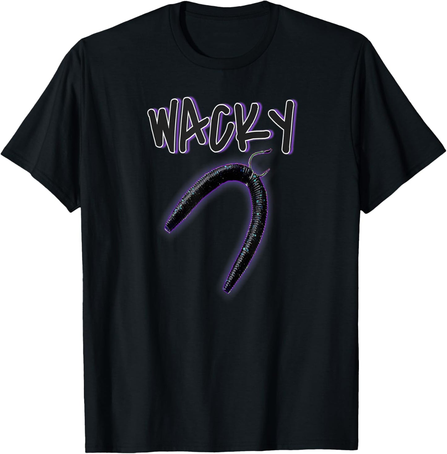 Wacky Worms With Hook For Bass Fishing, Apparel By Black Fly T-Shirt - T-Shirt | Black