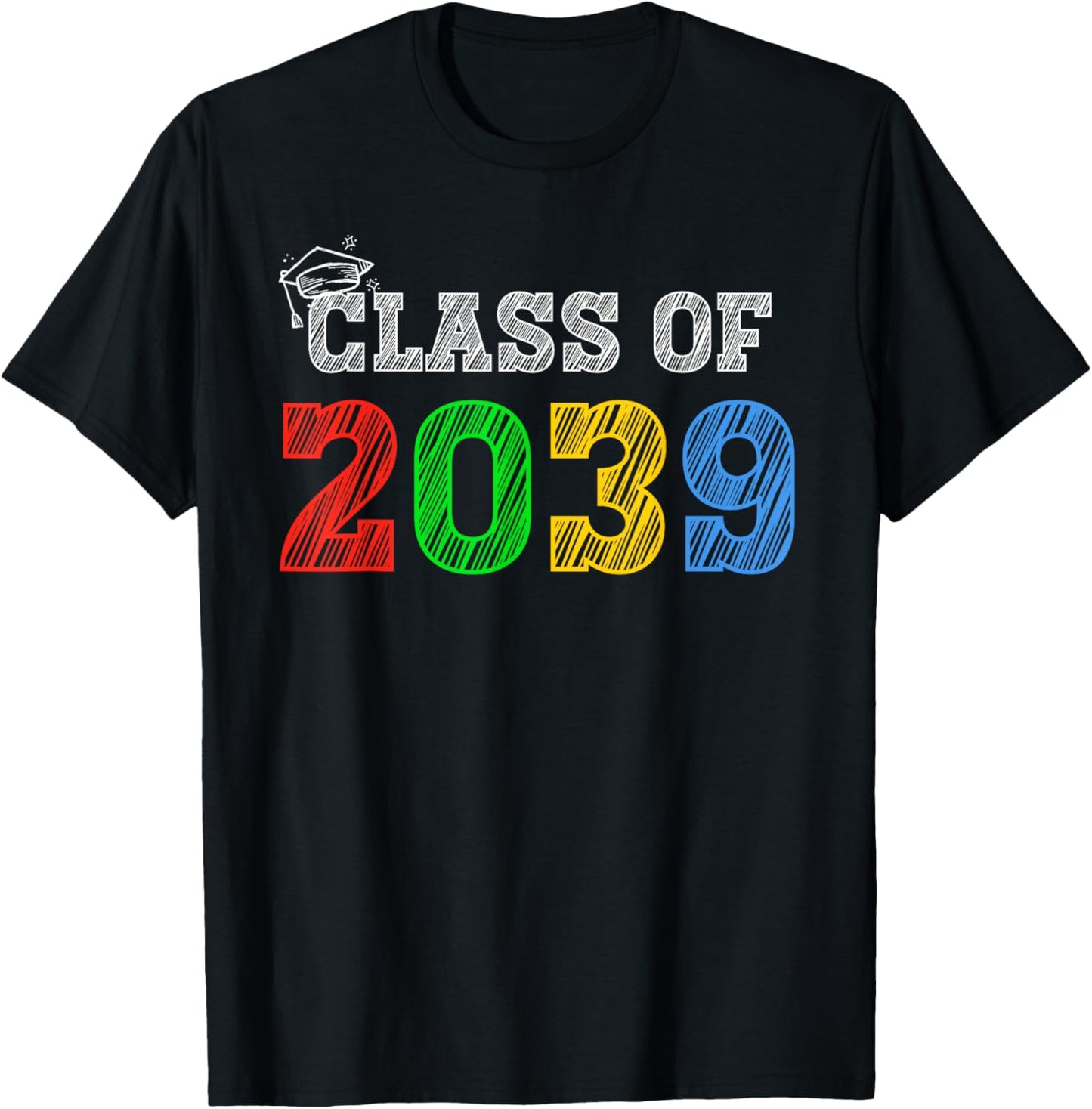 Class of 2039 Grow With Me Graduation First Day of School T-Shirt - T-Shirt | Black