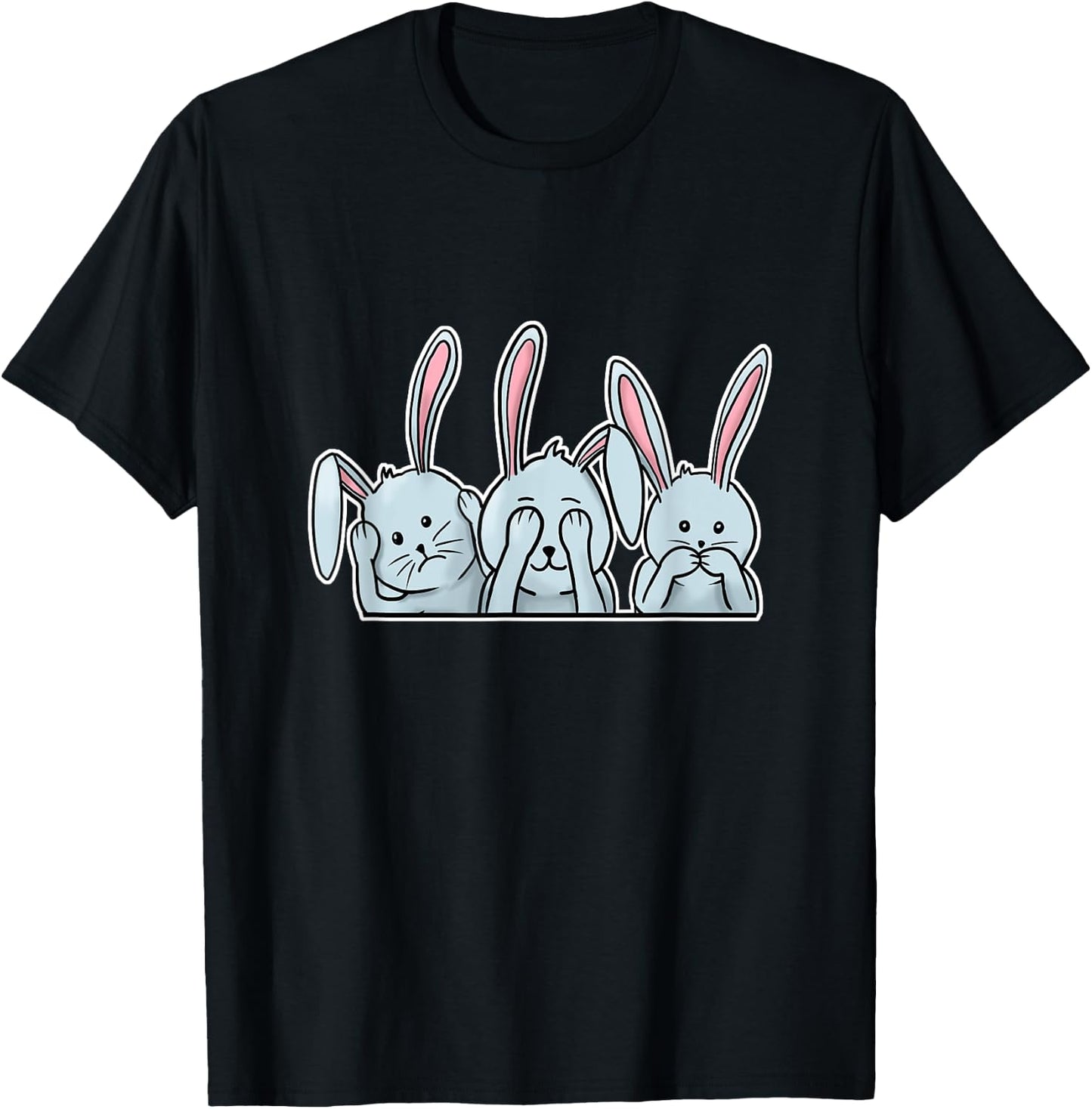 Hear See Speak no evil Rabbits happy Easter bunnies T-Shirt - T-Shirt | Black