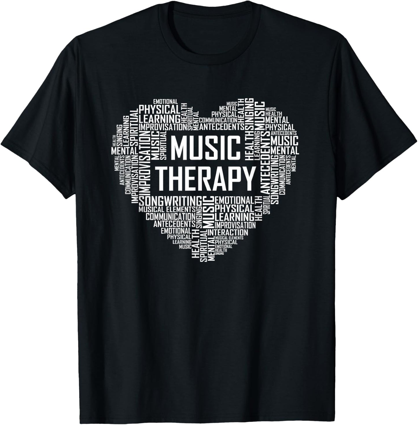 Music Therapy Heart Gift Therapist Appreciation Graduation T-Shirt - T-Shirt | Black