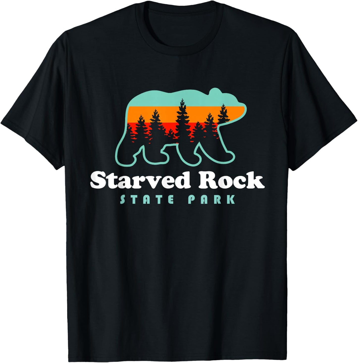 Starved Rock State Park Starved Rock Hiking Illinois Bear T-Shirt - T-Shirt | Black