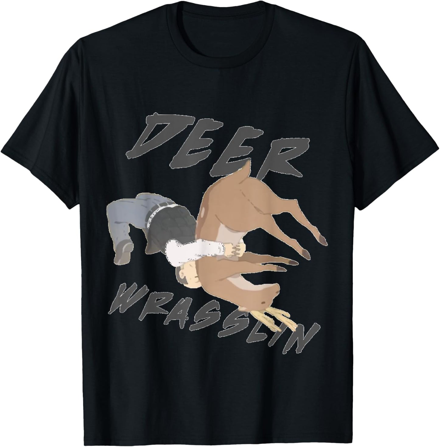 Deer Wrasslin (Wrestling) T-Shirt - T-Shirt | Black