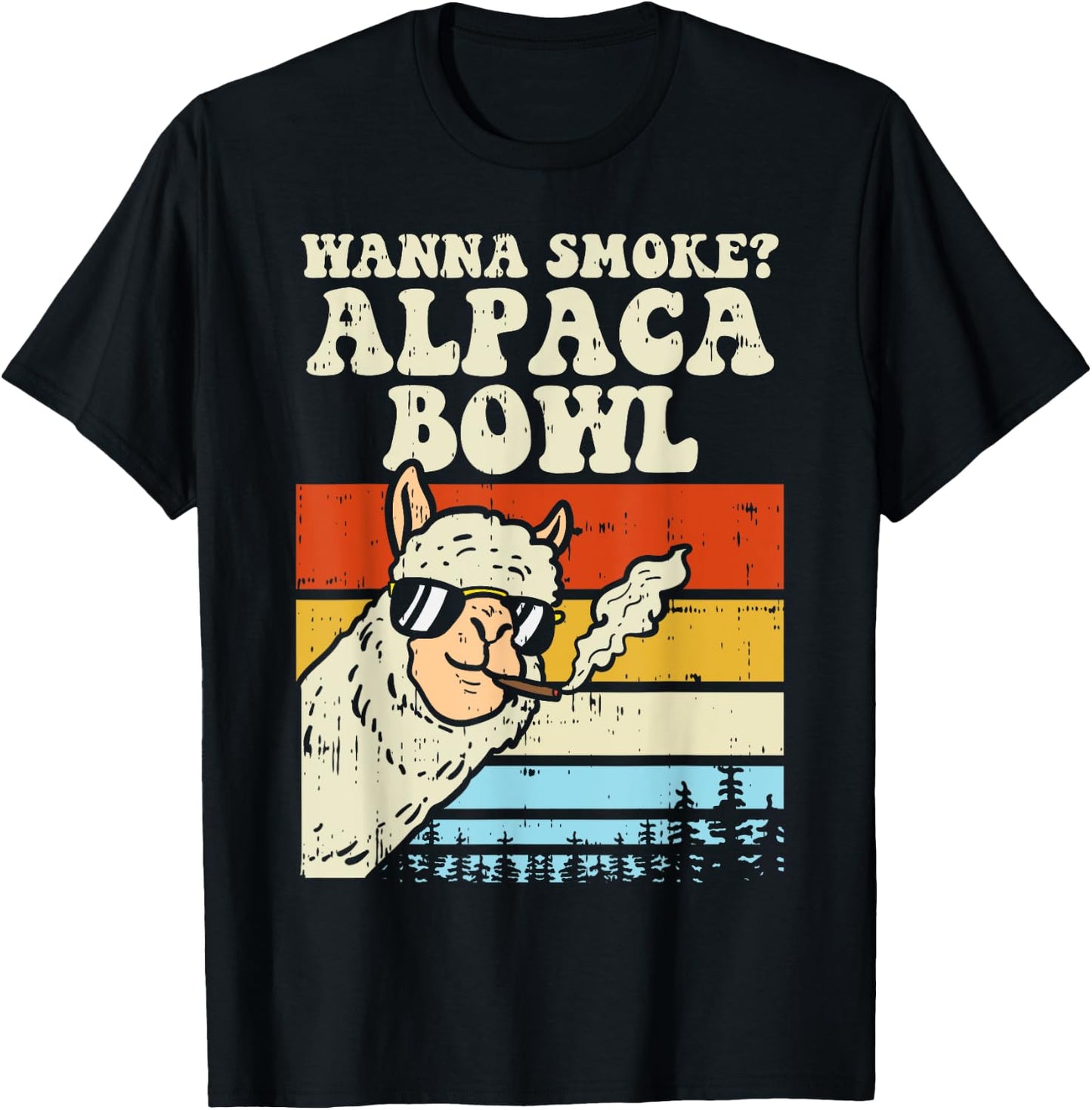 Wanna Smoke Alpaca Bowl Weed Funny Cannabis 420 Stoner Gift T-Shirt - T-Shirt | Black