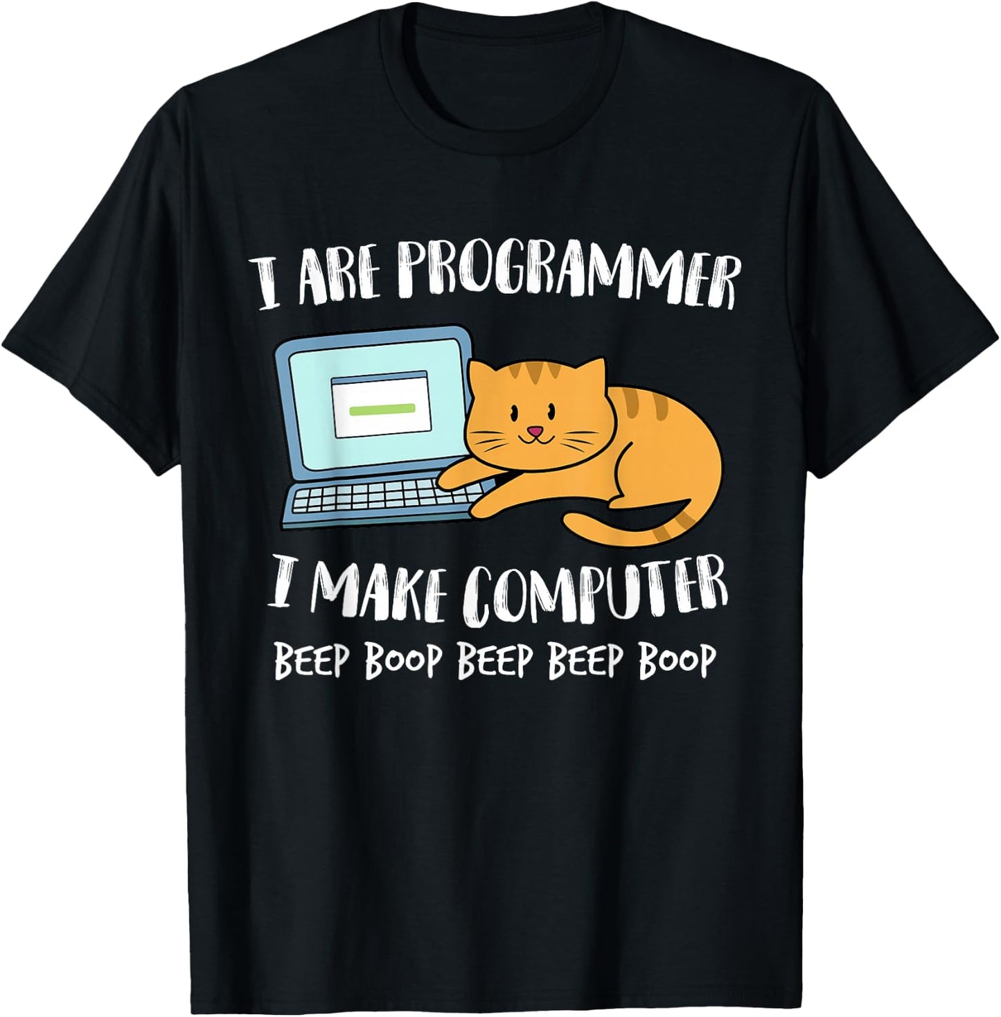 Funny I Are Programmer Programming Coding Nerd Cat Kitten T-Shirt - T-Shirt | Black