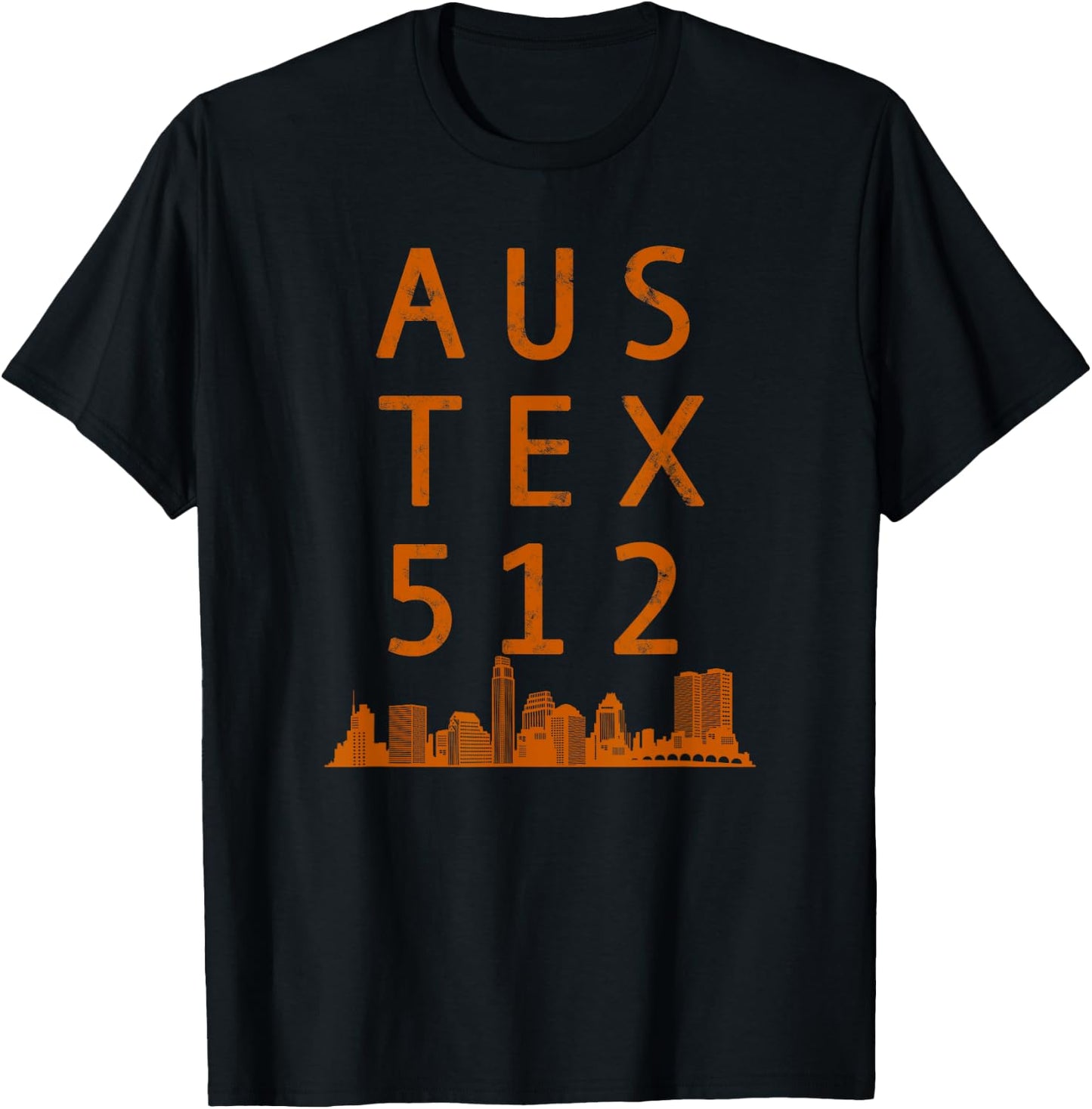 AUSTIN TX 512 Native Texan AUS TEX Burnt Orange T-Shirt - T-Shirt | Black