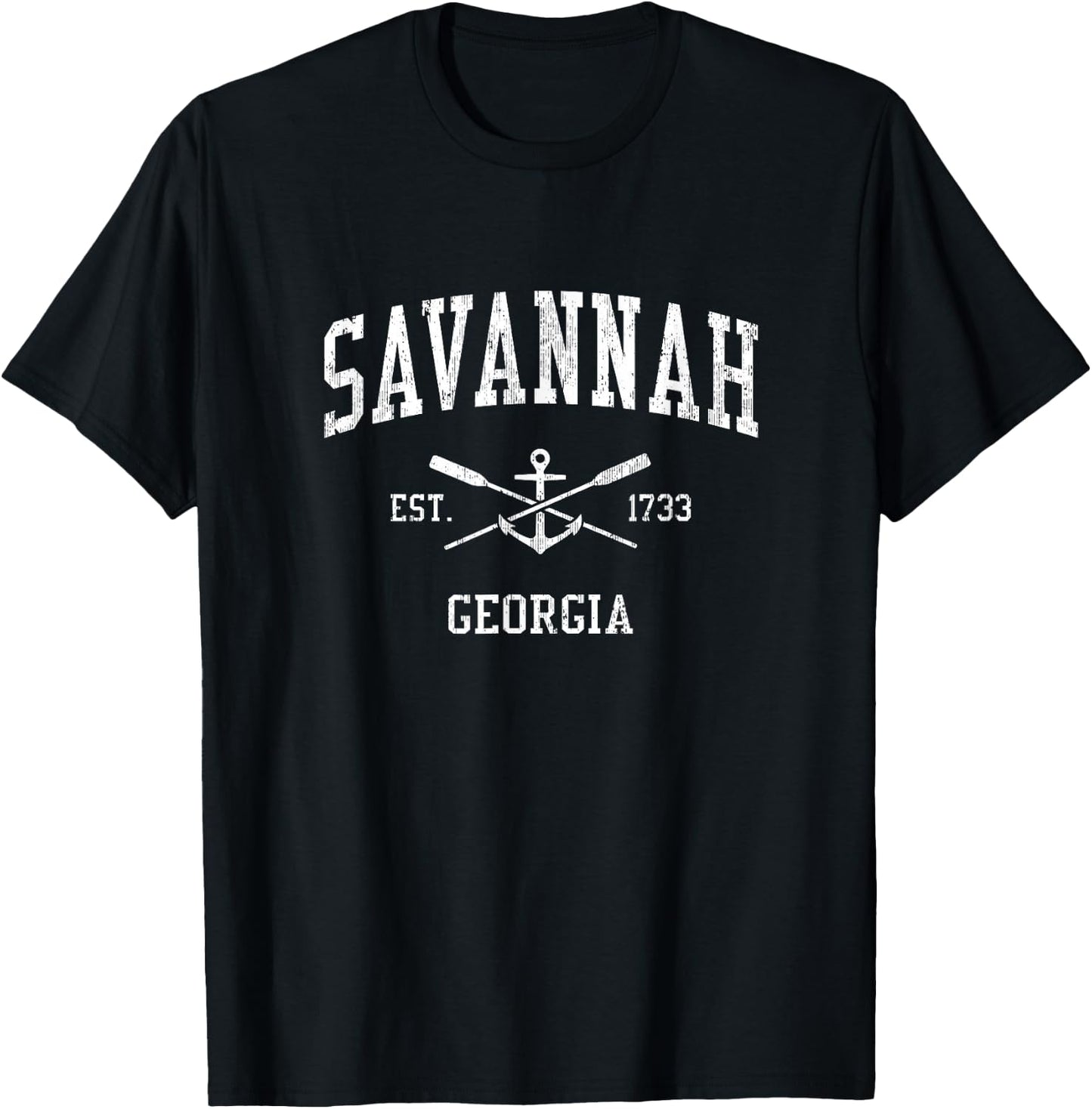 Savannah GA Vintage Crossed Oars & Boat Anchor Sports T-Shirt - T-Shirt | Black