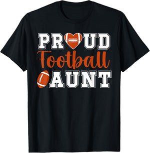 Proud Football Aunt Of A Football Player Auntie T-Shirt - T-Shirt | Black