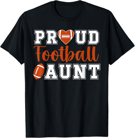 Proud Football Aunt Of A Football Player Auntie T-Shirt - T-Shirt | Black