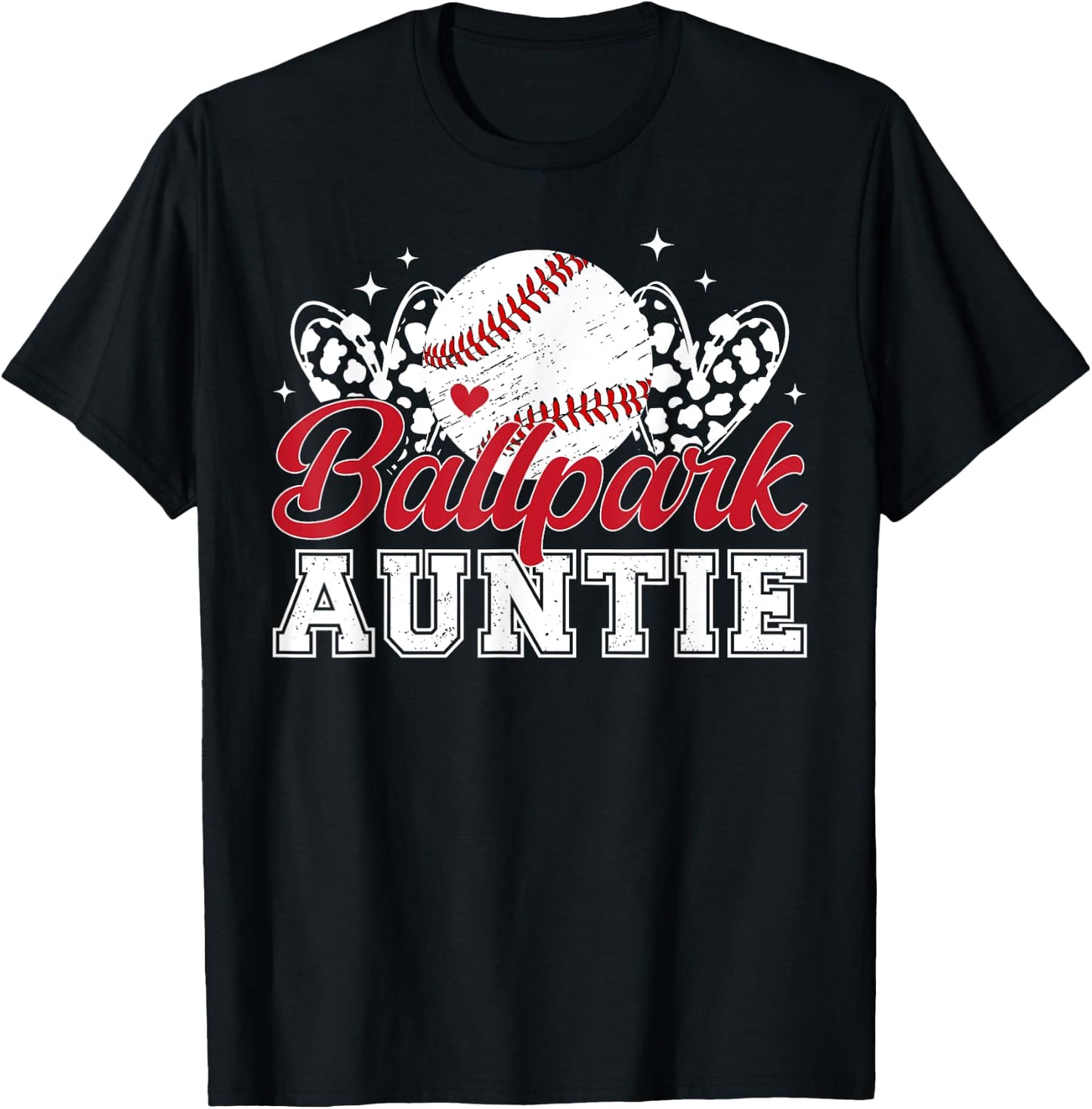 Ballpark Auntie Baseball Aunt Of A Baseball Player Aunt T-Shirt - T-Shirt | Black
